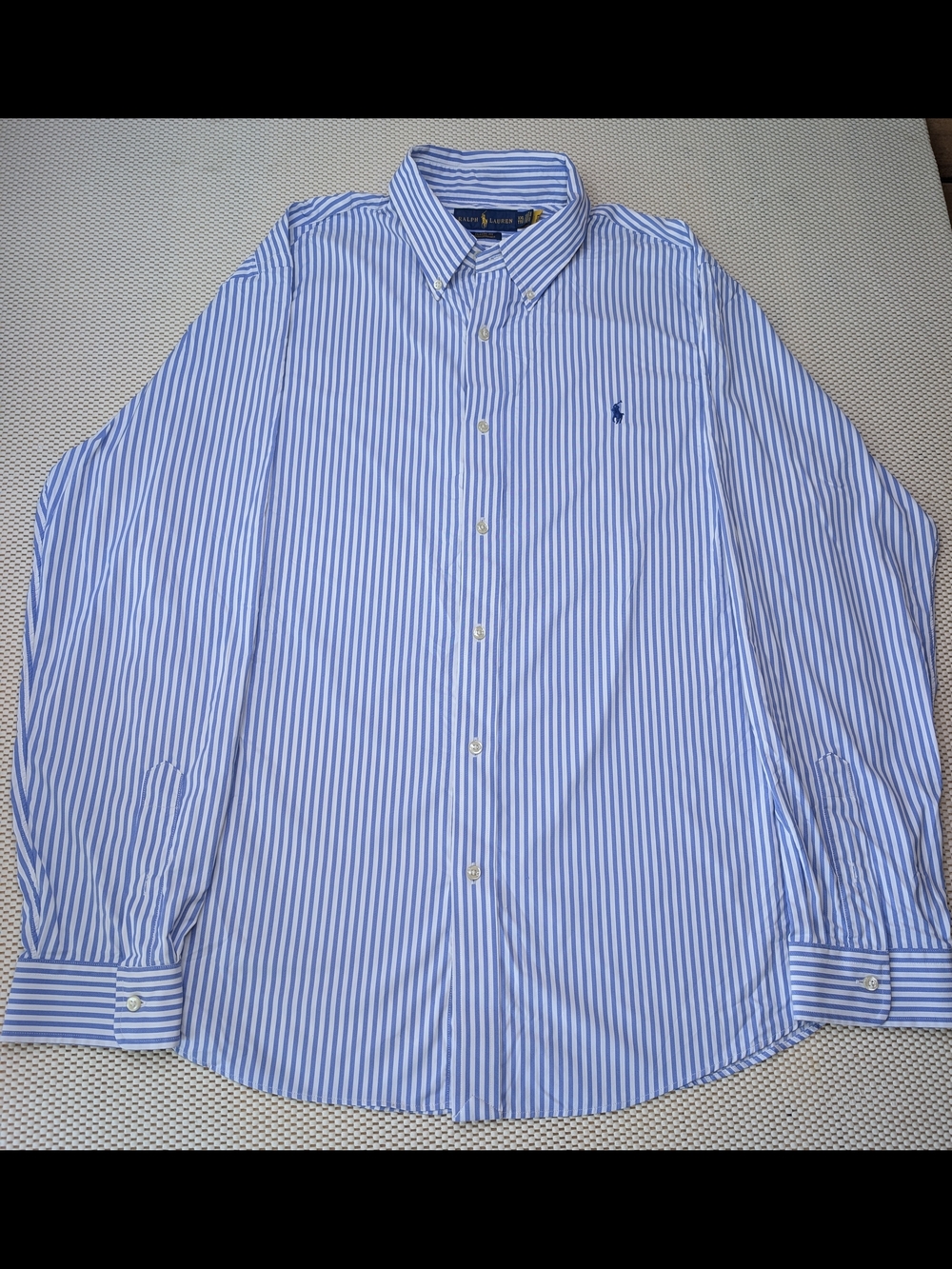 Ralph Lauren Men's XXL Classic Fit Performance Blue Pinstripe Button Down Shirt